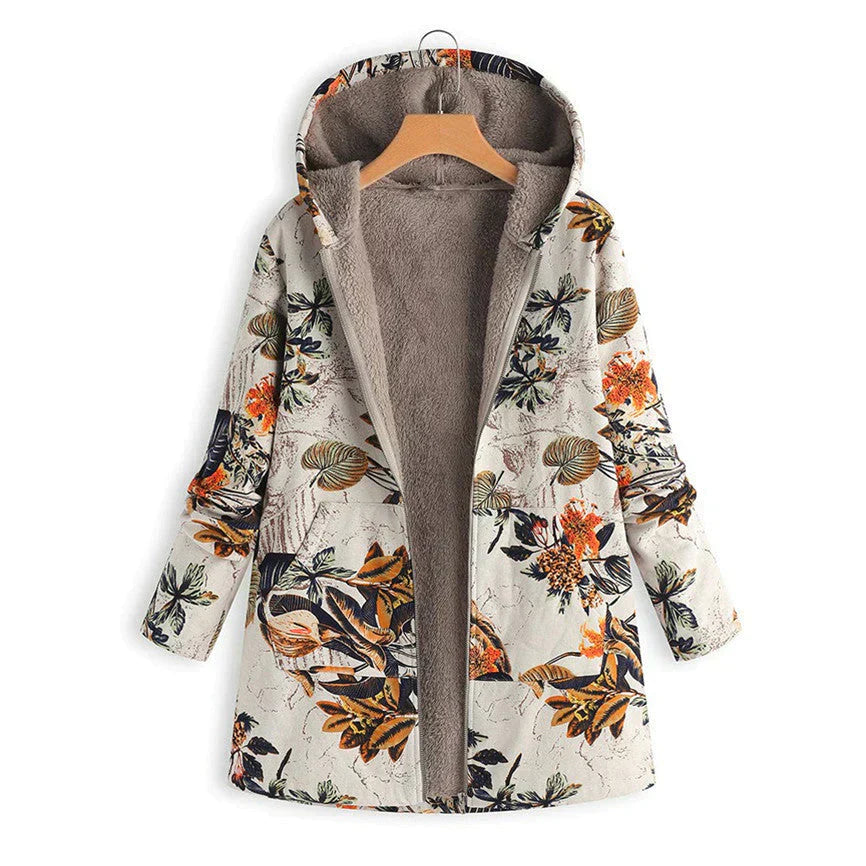 Ivyshape | Winter Coat with Vintage Pattern for Women