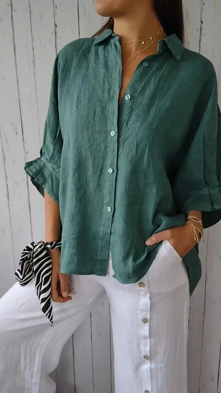 Ivyshape | Tie-Back Button-Down Shirt