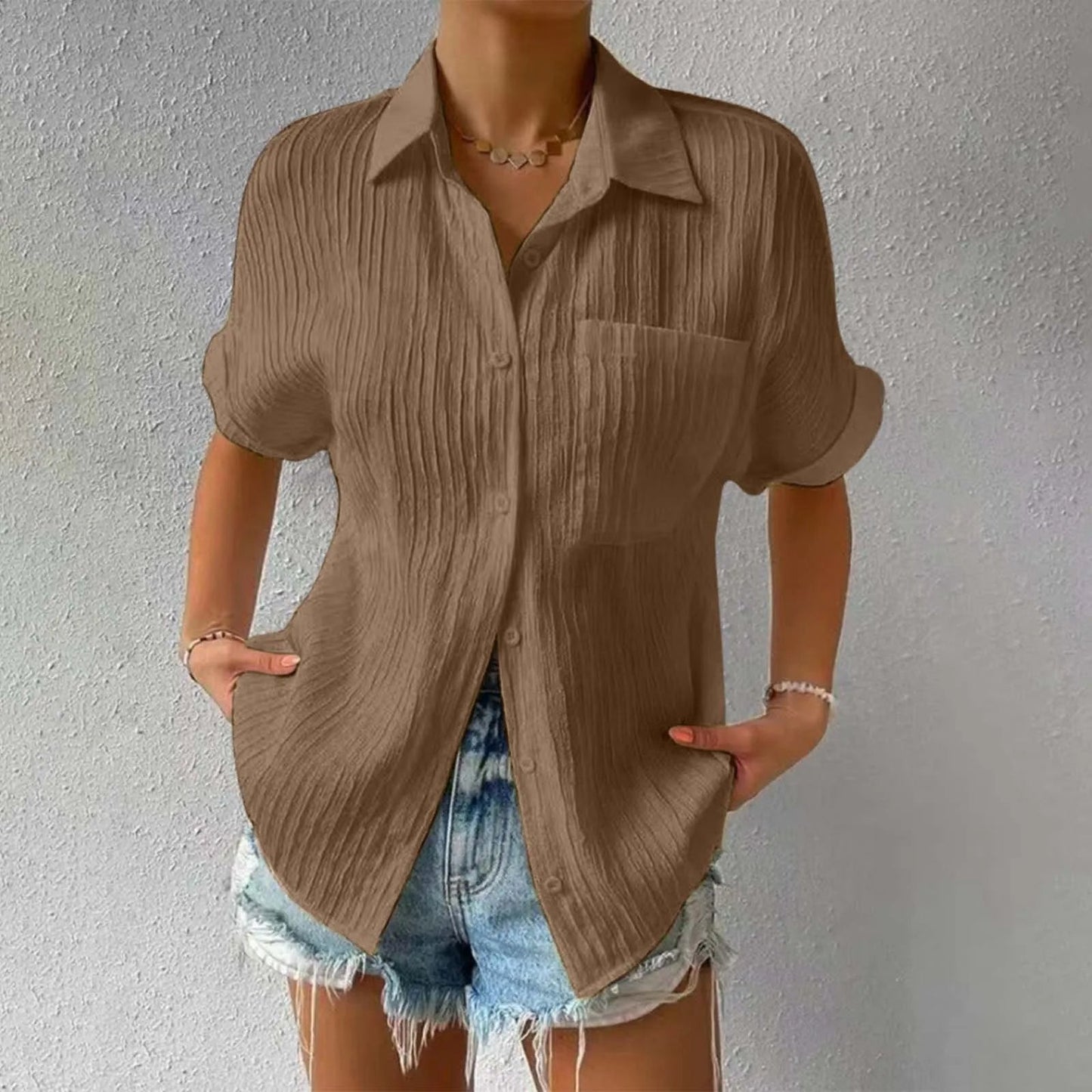 Minimalist Buttoned Blouse for Women