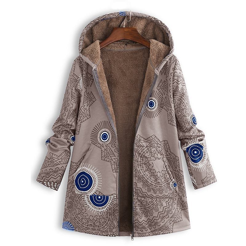 Ivyshape | Winter Coat with Vintage Pattern for Women