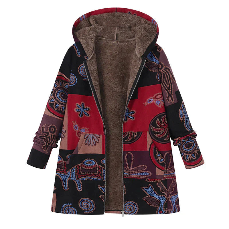 Ivyshape | Winter Coat with Vintage Pattern for Women