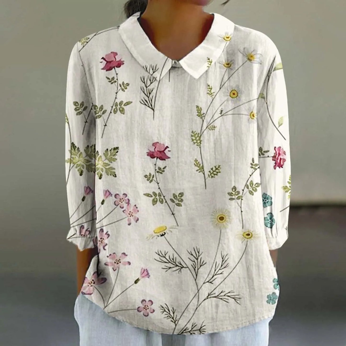 Retro Print Casual Blouse for Women (Medium)