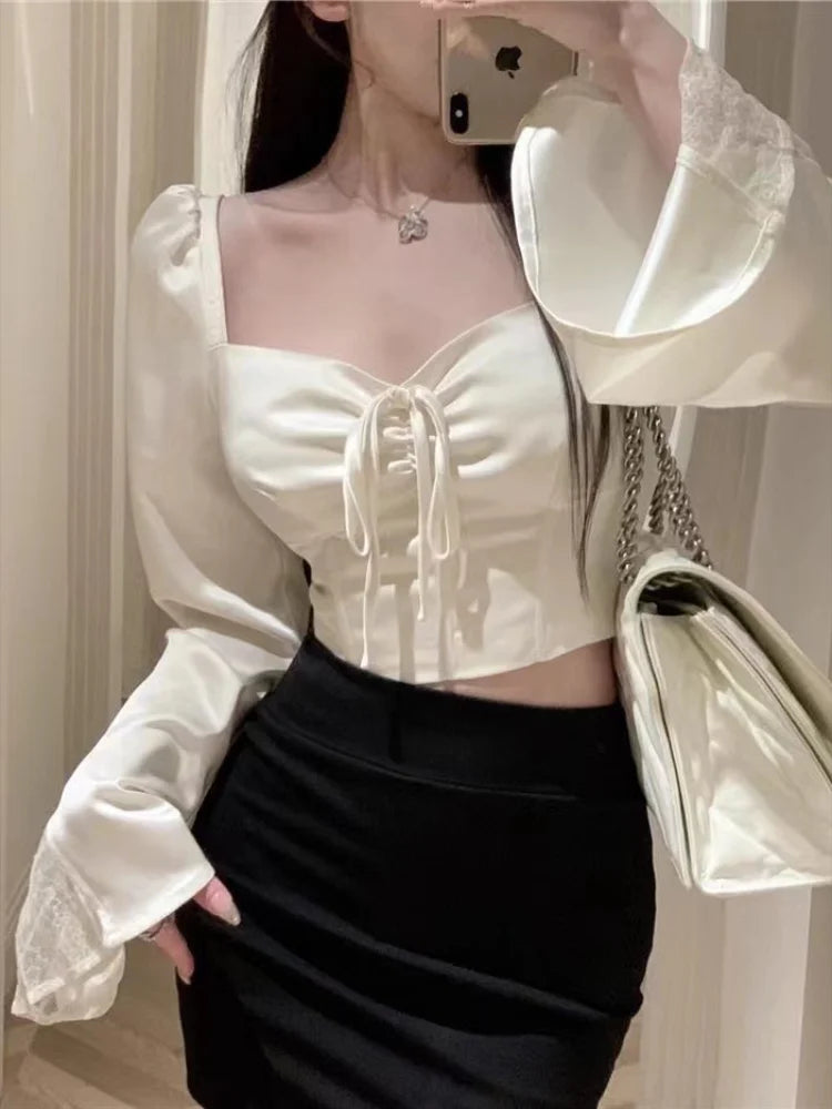 Sleek Satin Crop Top for Women