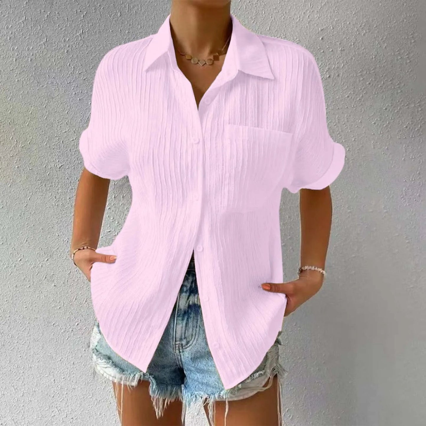 Minimalist Buttoned Blouse for Women