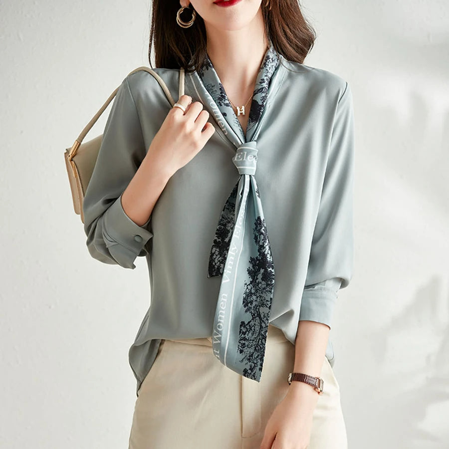 Elegant Bow Chiffon Blouse for Women