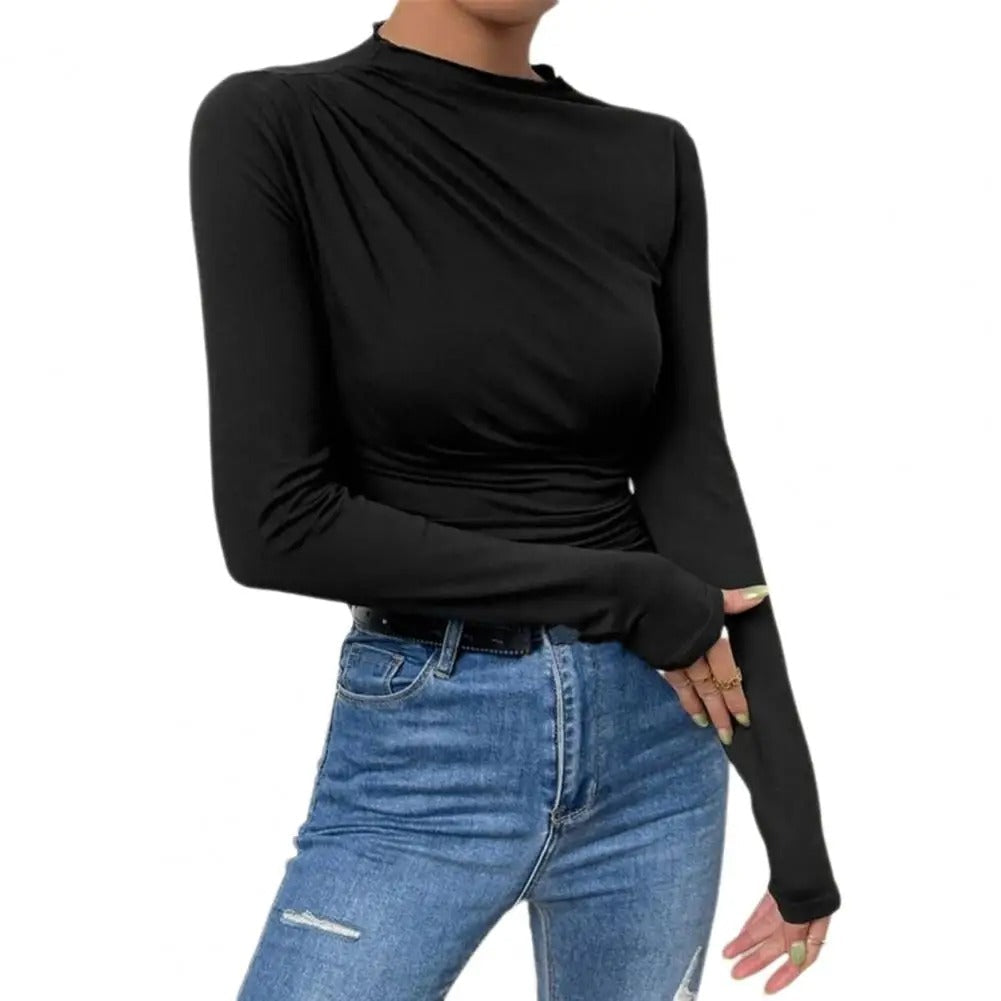 Sleek Long-Sleeve Slim Fit Pullover for Women