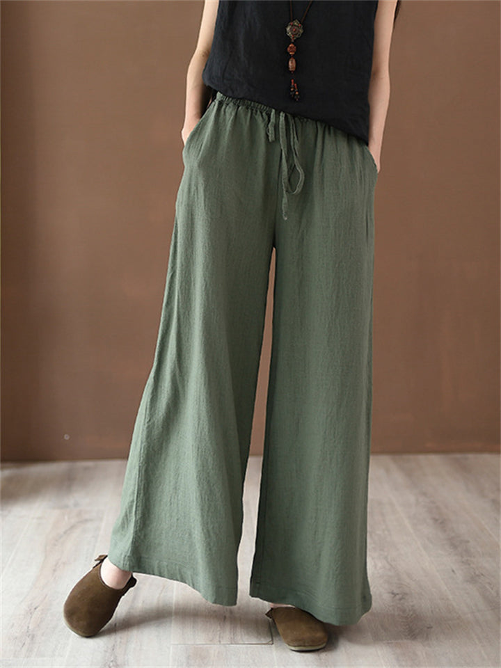 Women's Summer Comfortable Linen Yoga Wide Leg Pants