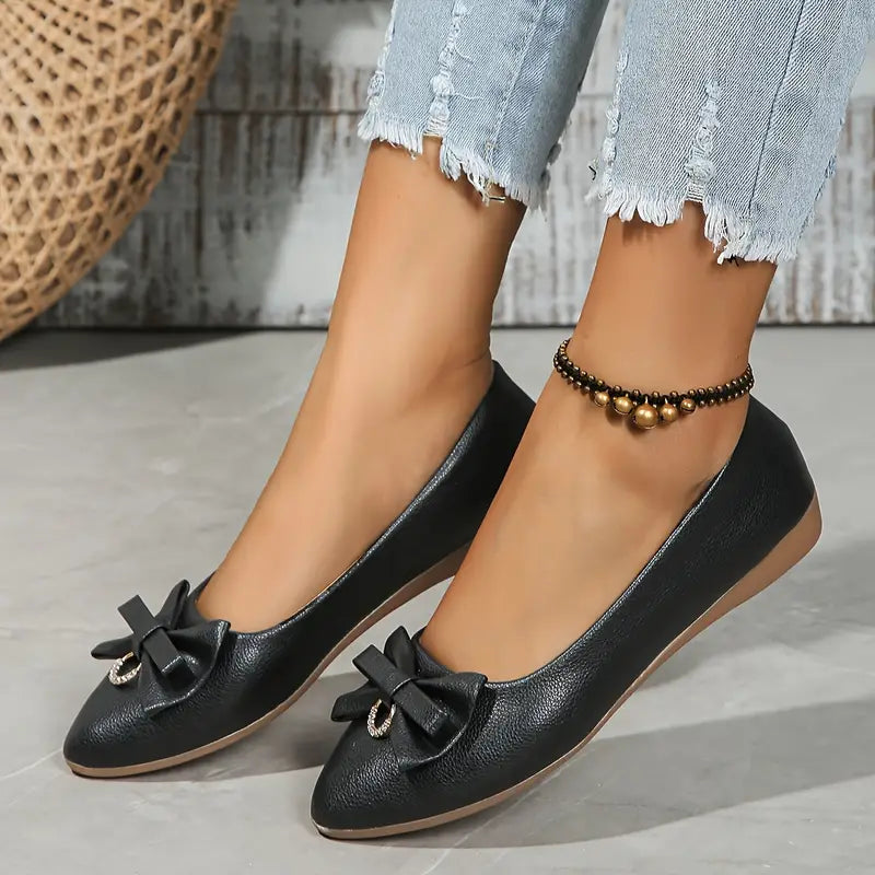 Ivyshape | Women's Chic Bow Doll Shoes Elegant