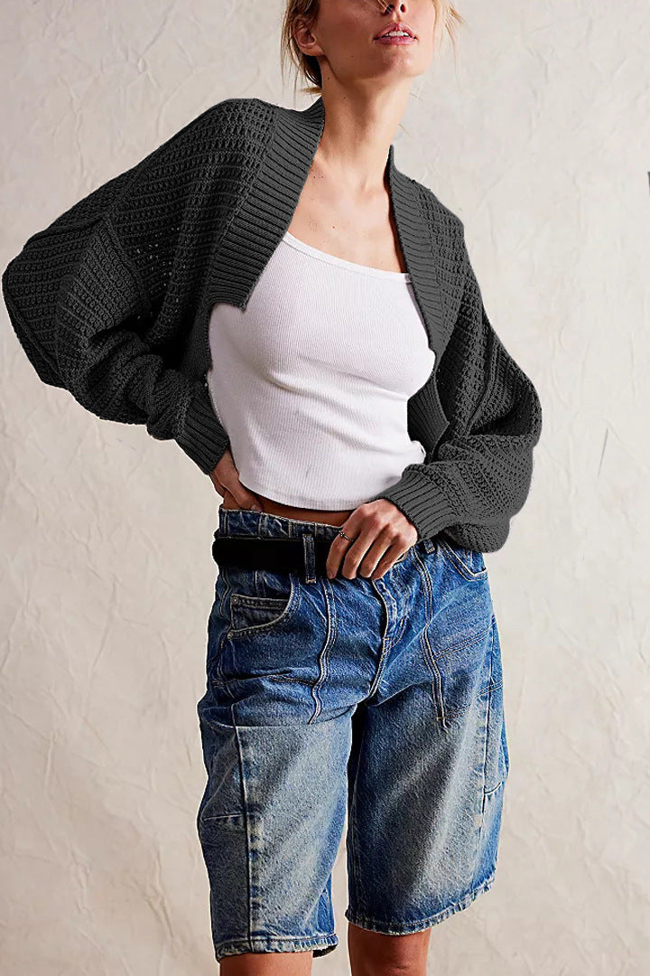 Ivyshape | V-Neck Batwing Sleeve Knitted Cardigan Sweater