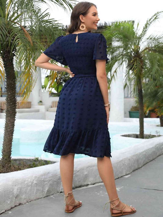 Swiss Dot Flutter Sleeve Dress