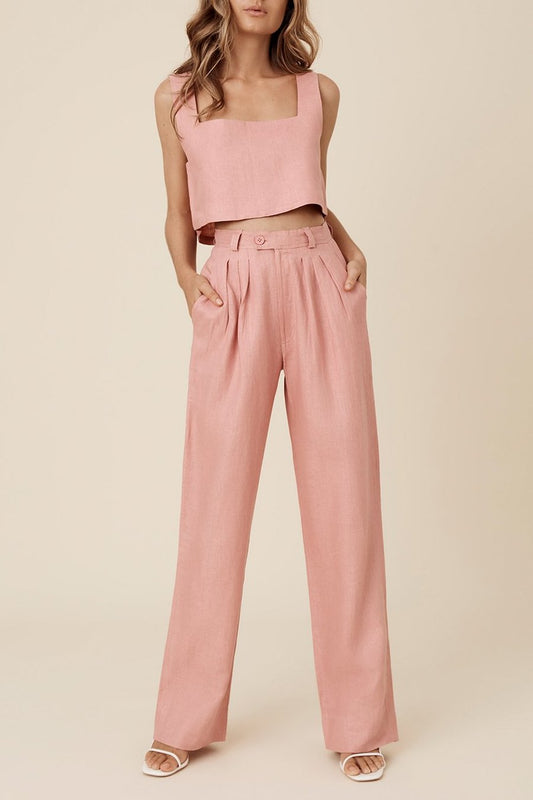 Pink Linen Two-Piece Set