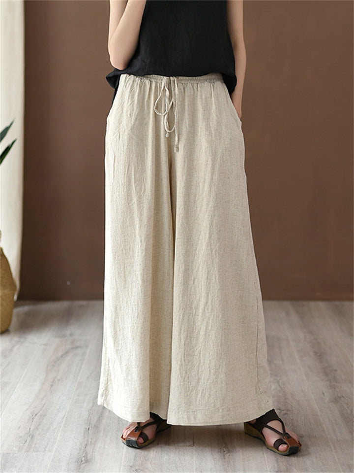 Women's Summer Comfortable Linen Yoga Wide Leg Pants