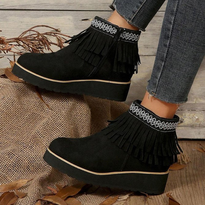 Ivyshape | Women's Tassel Ankle Boots Winter