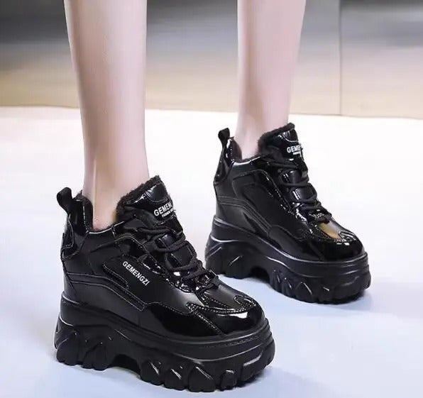 Chunky Lace-Up Platform Boots for Women