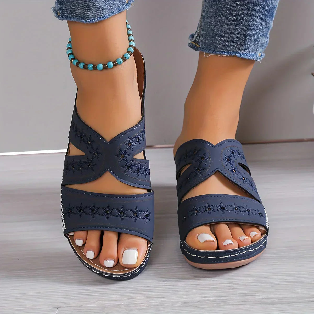 Ivyshape | Women's Wedge Sandals with Hollow-Out Design