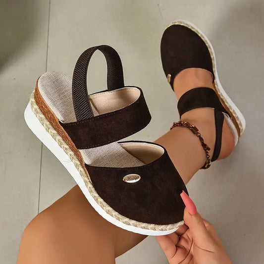 Ivyshape | Round Toe Wedge Sandals