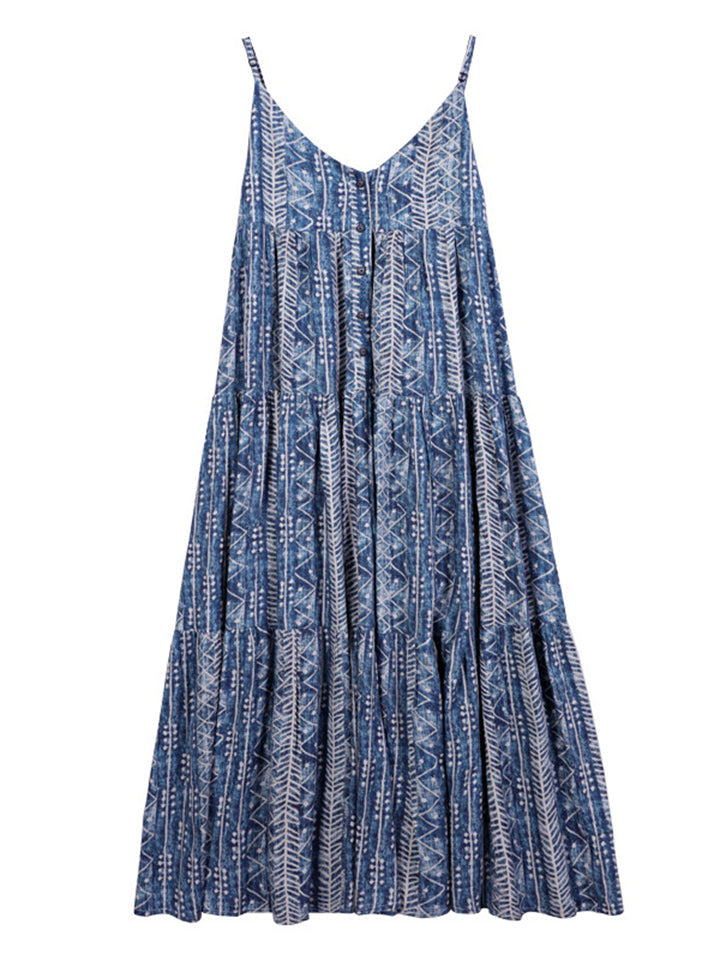 Bohemian Style Summer Vacation Flowy Sundress for Lady