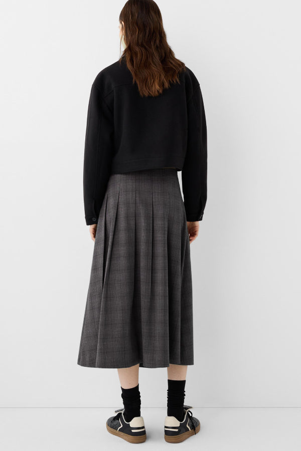 Ivyshape | Pleat Midi Skirt with A Belt Detail