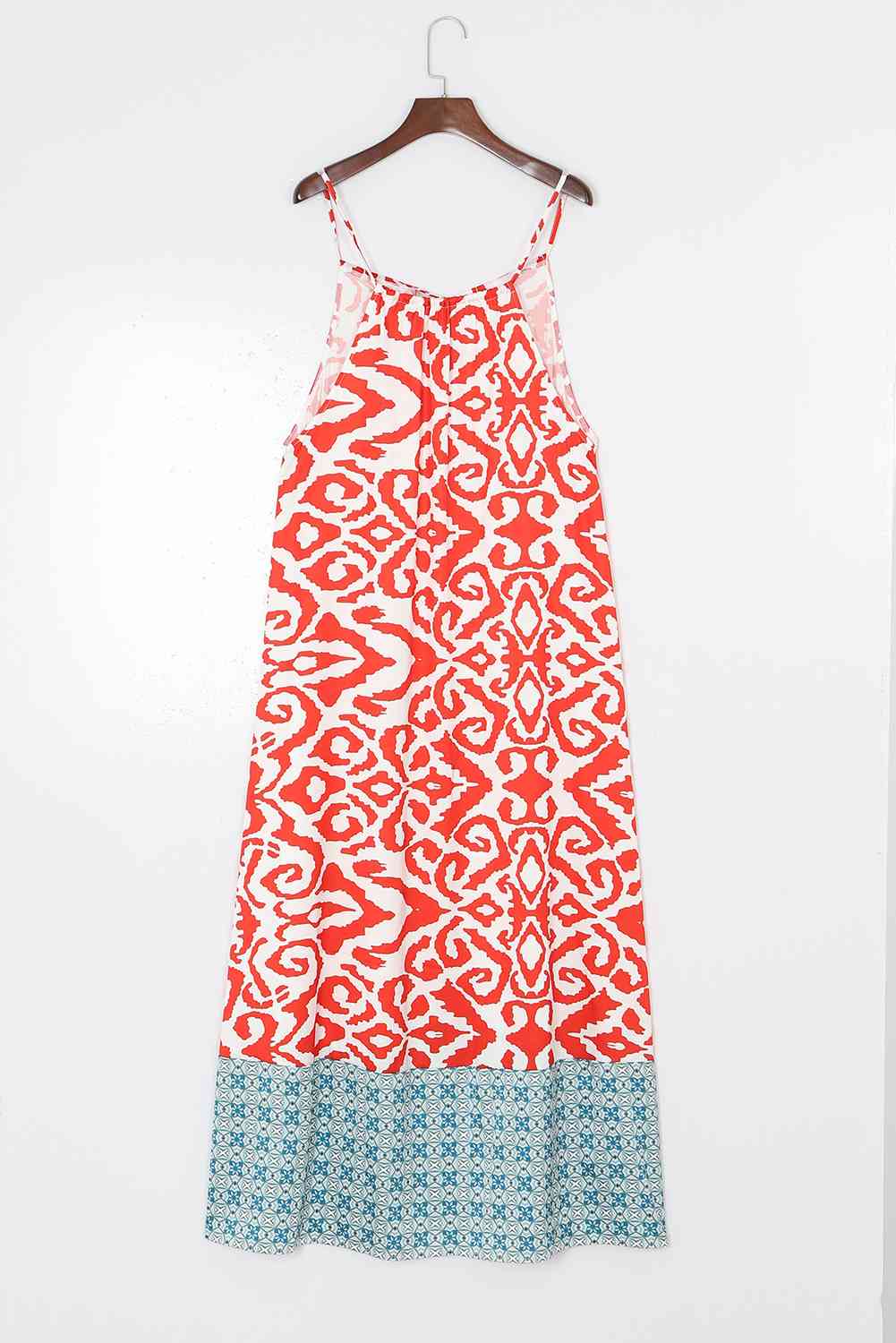 Printed Spaghetti Strap Straight Neck Dress