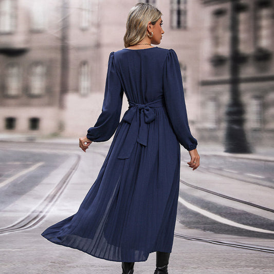 Ivyshape | Women's Long Sleeve Solid Color Dress