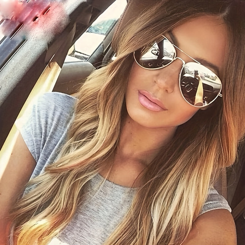 IvyShape | Classic Aviator Sunglasses with Golden Frame for Women