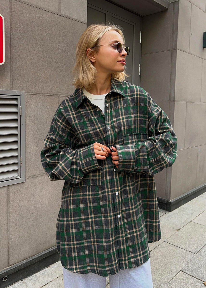 Ivyshape | Plaid Long-Sleeve Shirt for Women