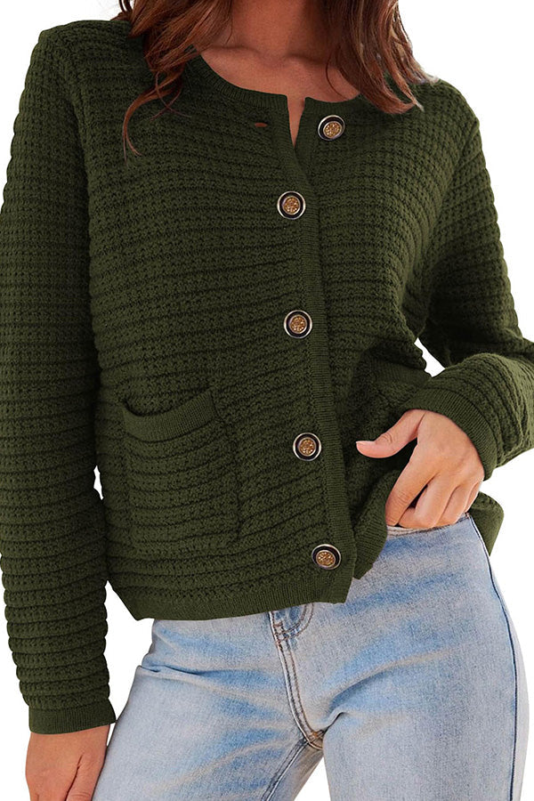 Ivyshape | Long-Sleeved Round Neck Knitted New Cardigan