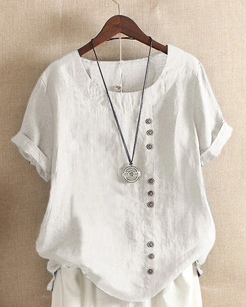 Ivyshape | Linen Women's T-Shirt for Summery Outfits