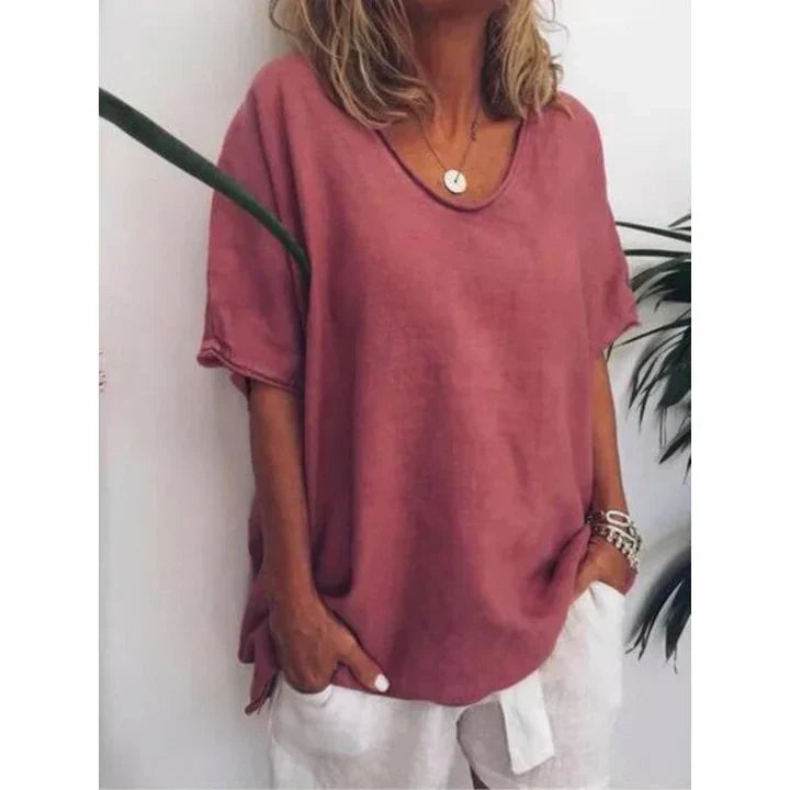 Ivyshape | Oversized Linen T-Shirt