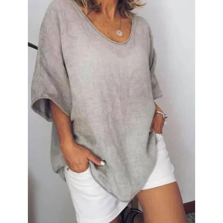 Ivyshape | Oversized Linen T-Shirt