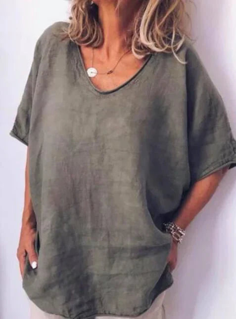 Ivyshape | Oversized Linen T-Shirt