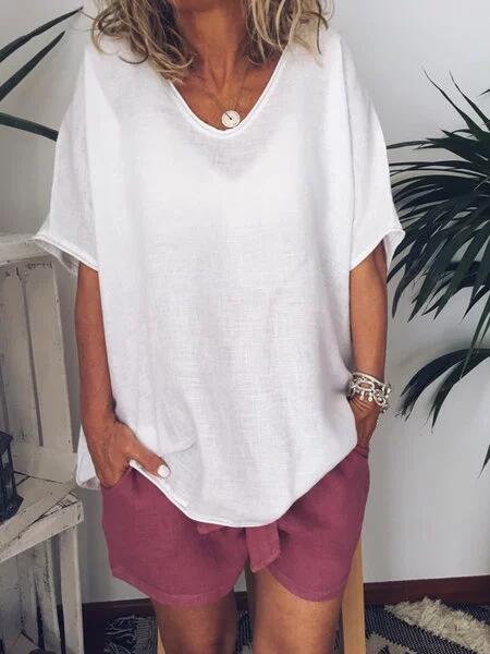 Ivyshape | Oversized Linen T-Shirt