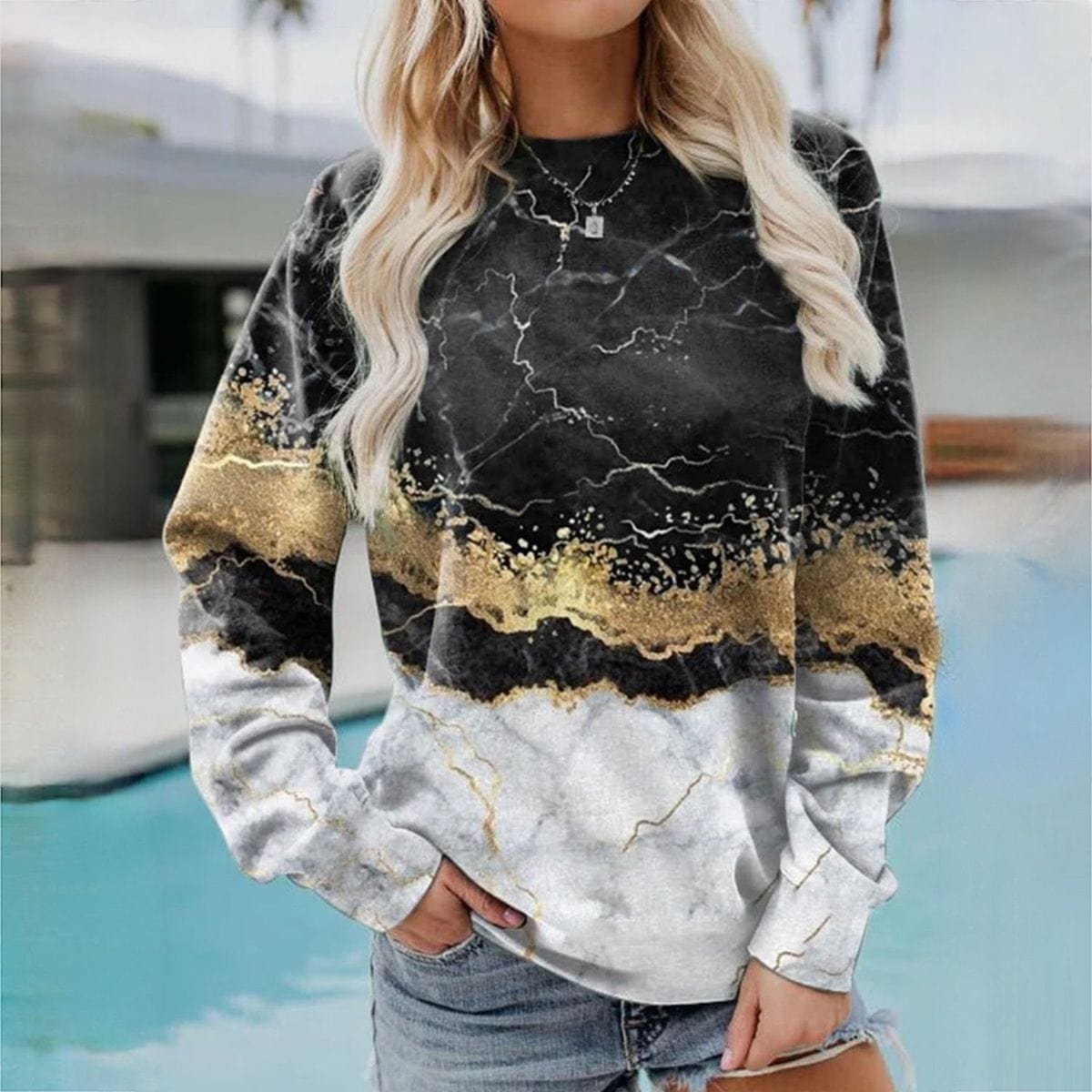 Ivyshape | Stylish Print Comfortable Sweater