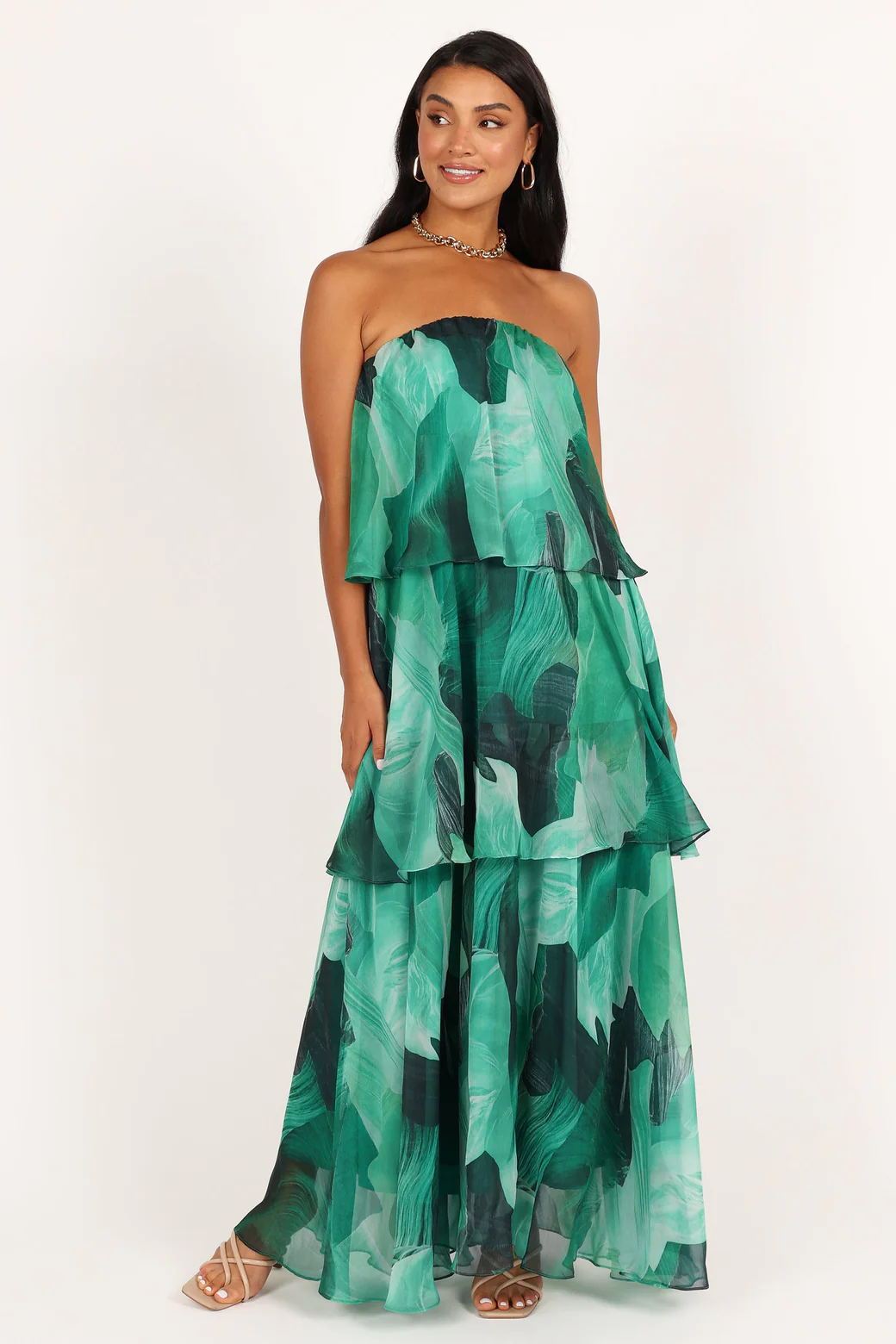 Ivyshape | Multi-Layer Strapless Maxi Dress