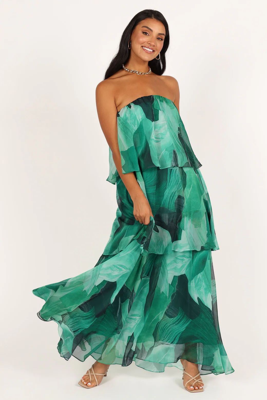 Ivyshape | Multi-Layer Strapless Maxi Dress