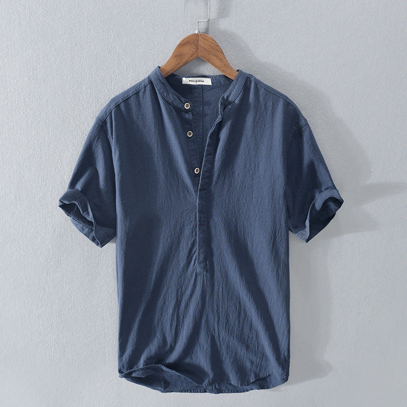 IvyShape | Men's Linen Shirt Airy Summer Shirt With Short Sleeves