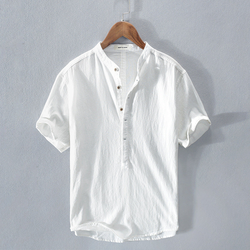 IvyShape | Men's Linen Shirt Airy Summer Shirt With Short Sleeves