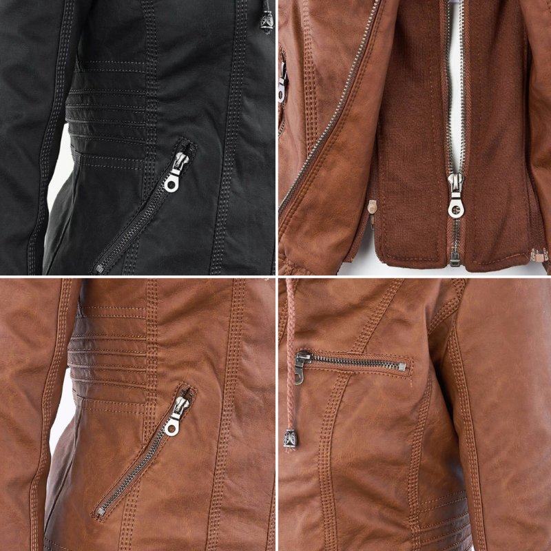 Ivyshape | Elegant Leather Jacket