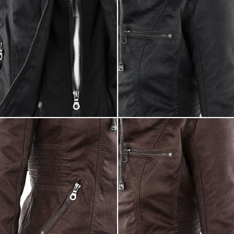 Ivyshape | Elegant Leather Jacket