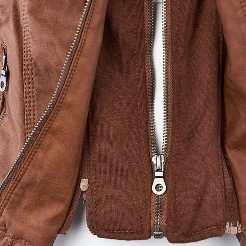 Ivyshape | Elegant Leather Jacket