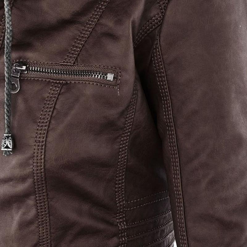 Ivyshape | Elegant Leather Jacket