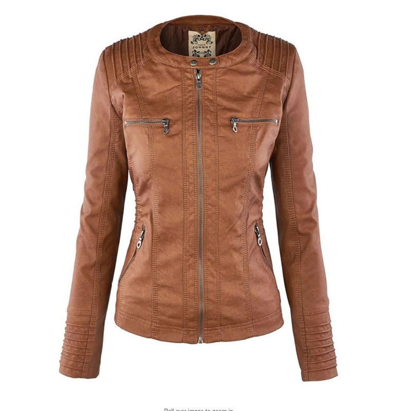 Ivyshape | Elegant Leather Jacket