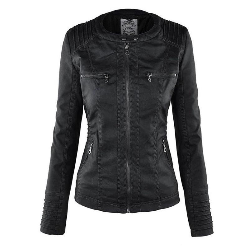 Ivyshape | Elegant Leather Jacket