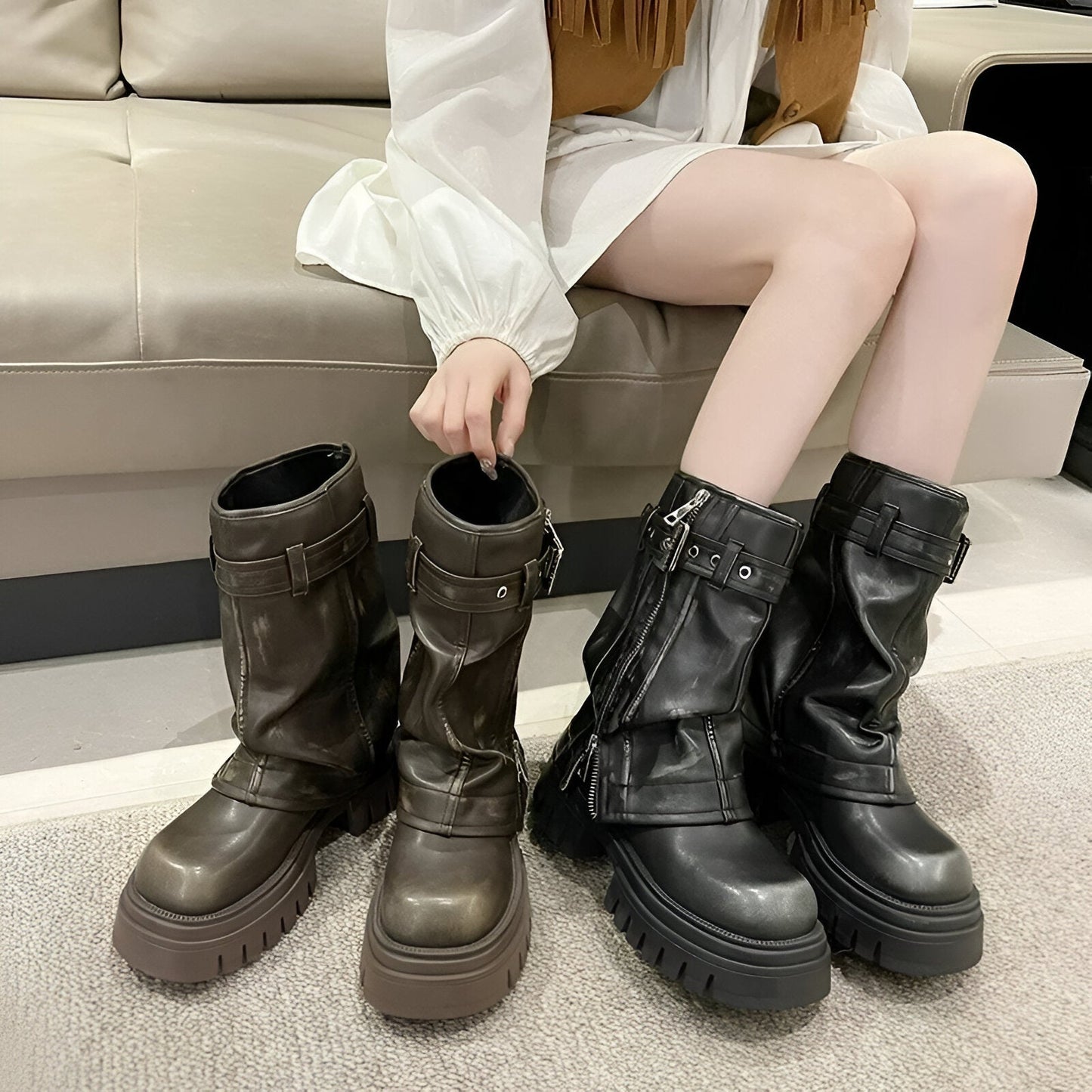 Ivyshape | Stylish Winter Boots With Thick Heels