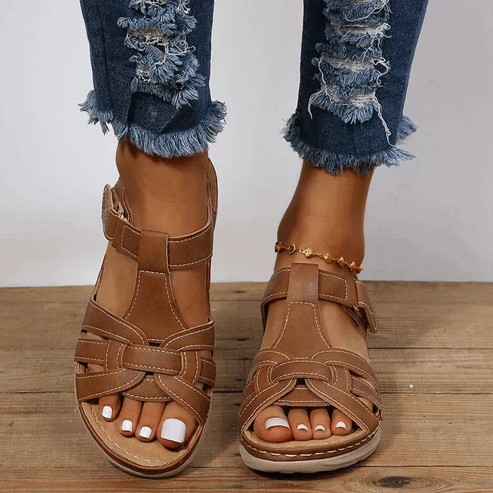 Ivyshape | Comfort Sandals In Vintage Leather