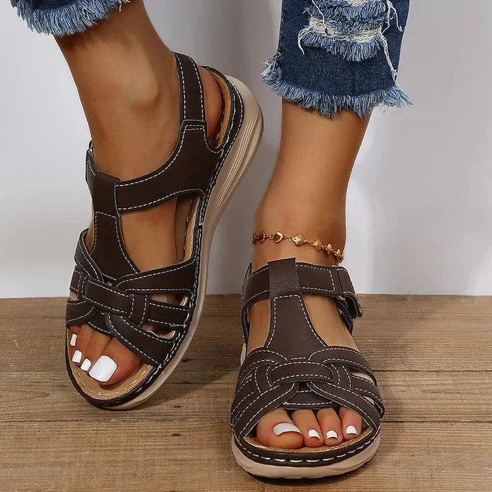 Ivyshape | Comfort Sandals In Vintage Leather