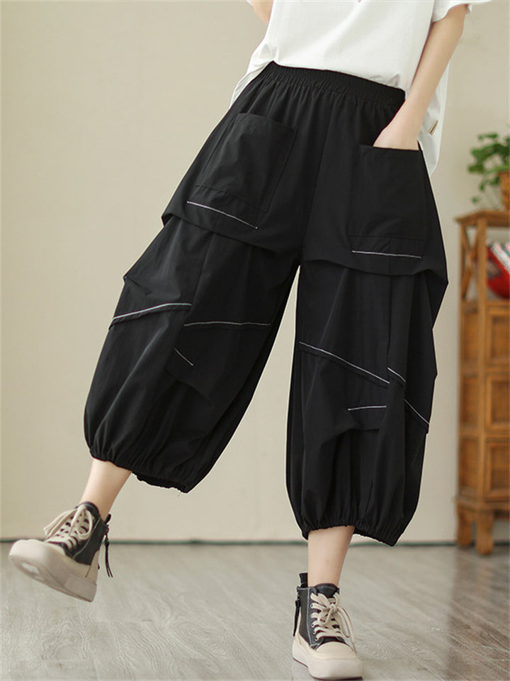 Summer Extra Loose Pleated Cropped Lantern Pants for Women