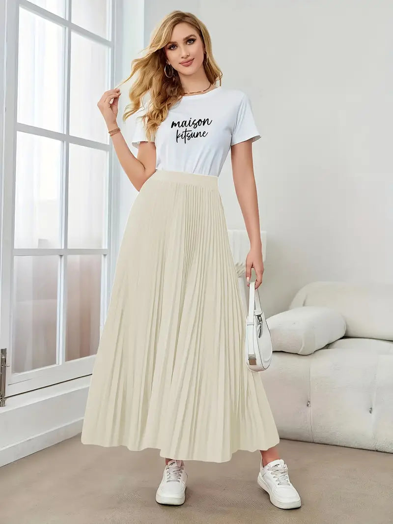 Ivyshape | Women's Stylish Pleated Skirt Long