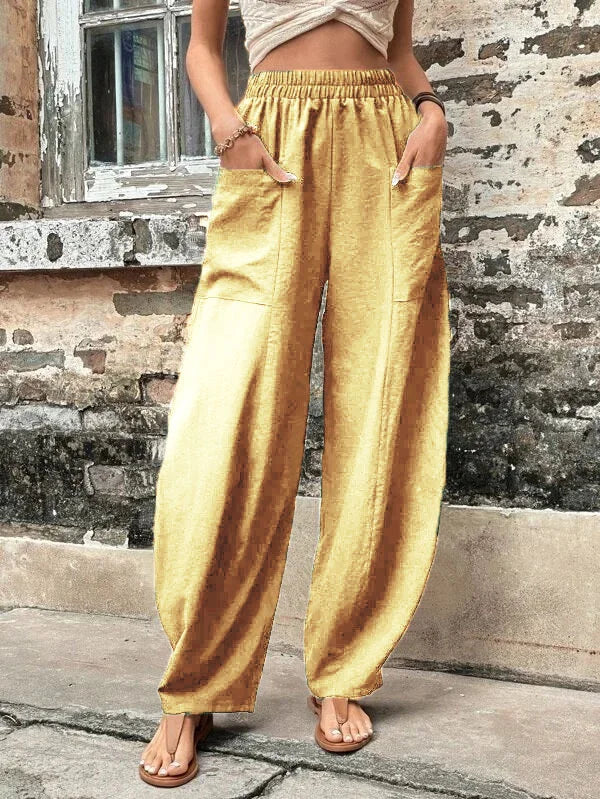 Ivyshape | Wide and Loose Pants with High Elastic Waistband