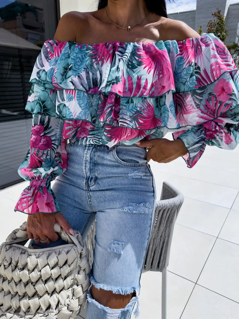 Chic Off-Shoulder Chiffon Blouse for Women